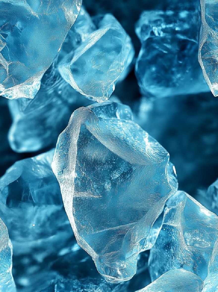 Русский промпт: A close-up shot of a pile of crushed ice cubes in various sizes and shapes, with a deep blue background. The ice crystals are glistening in the light, reflecting the surrounding environment. The texture of the ice is rough and uneven, with some pieces overlapping each other. The image has a high-resolution resolution, making it suitable for use as an iPhone wallpaper. | Original prompt: A close-up shot of a pile of crushed ice cubes in various sizes and shapes, with a deep blue background. The ice crystals are glistening in the light, reflecting the surrounding environment. The texture of the ice is rough and uneven, with some pieces overlapping each other. The image has a high-resolution resolution, making it suitable for use as an iPhone wallpaper.