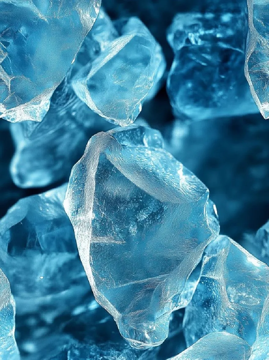 Русский промпт: A close-up shot of a pile of crushed ice cubes in various sizes and shapes, with a deep blue background. The ice crystals are glistening in the light, reflecting the surrounding environment. The texture of the ice is rough and uneven, with some pieces overlapping each other. The image has a high-resolution resolution, making it suitable for use as an iPhone wallpaper. | Original prompt: A close-up shot of a pile of crushed ice cubes in various sizes and shapes, with a deep blue background. The ice crystals are glistening in the light, reflecting the surrounding environment. The texture of the ice is rough and uneven, with some pieces overlapping each other. The image has a high-resolution resolution, making it suitable for use as an iPhone wallpaper.