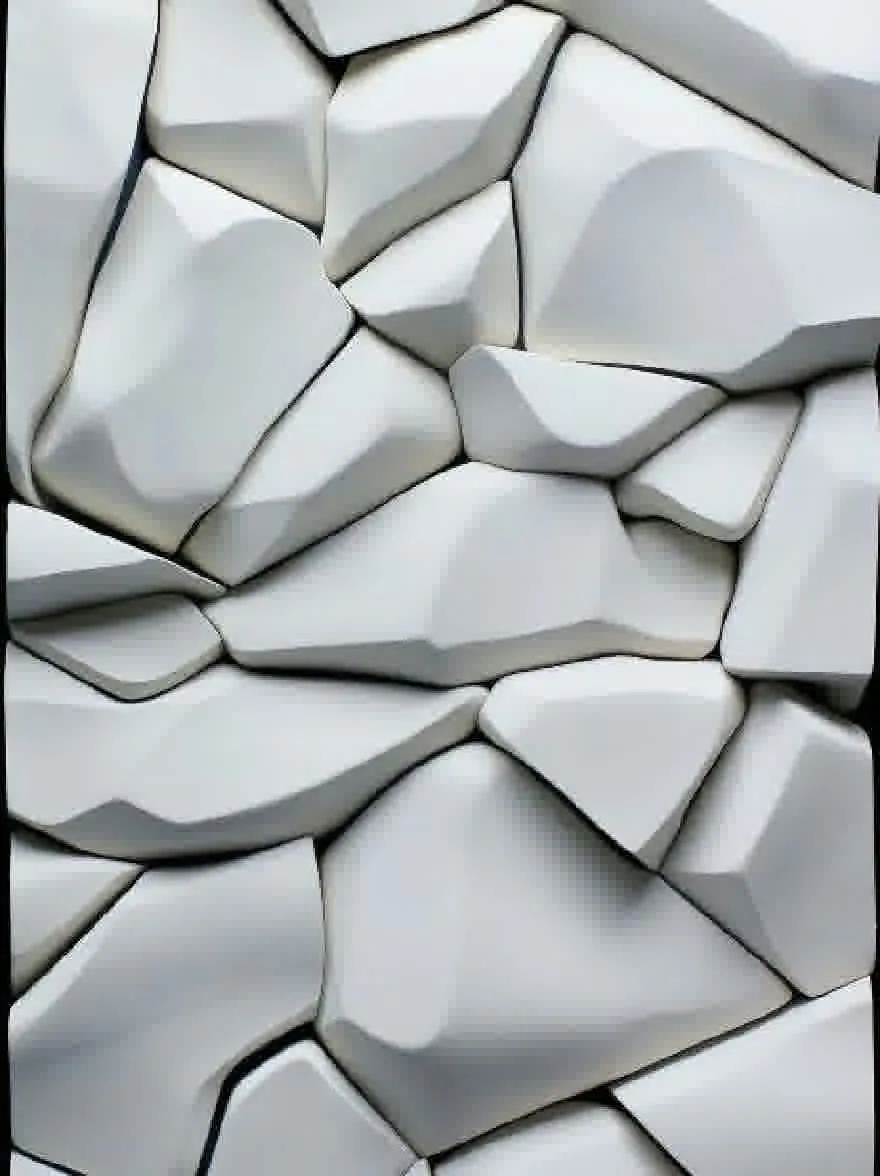 Русский промпт: Крупным планом белой каменной стены с текстурированной поверхностью с нерегулярными, неровными трещинами и расщелинами. Текстура гладкая и глянцевая, с слегка шероховатой, неровной поверхностью. Стена преимущественно белая по цвету, а некоторые участки появляются темнее, а другие легче. Трещины равномерно распределены и различаются по размеру и форме, создавая уникальный и интересный рисунок. Фон представляет собой твердый черный цвет, обеспечивающий резкий контраст с белым камнем. Общий эффект - это глубина и размерность. | Original prompt: A close-up of a white stone wall with a textured surface featuring irregular, uneven cracks and crevices. The texture is smooth and glossy, with a slightly rough, uneven surface. The wall is predominantly white in color, with some areas appearing darker and others lighter. The cracks are evenly spaced and vary in size and shape, creating a unique and interesting pattern. The background is a solid black color, providing a stark contrast to the white stone. The overall effect is one of depth and dimensionality.