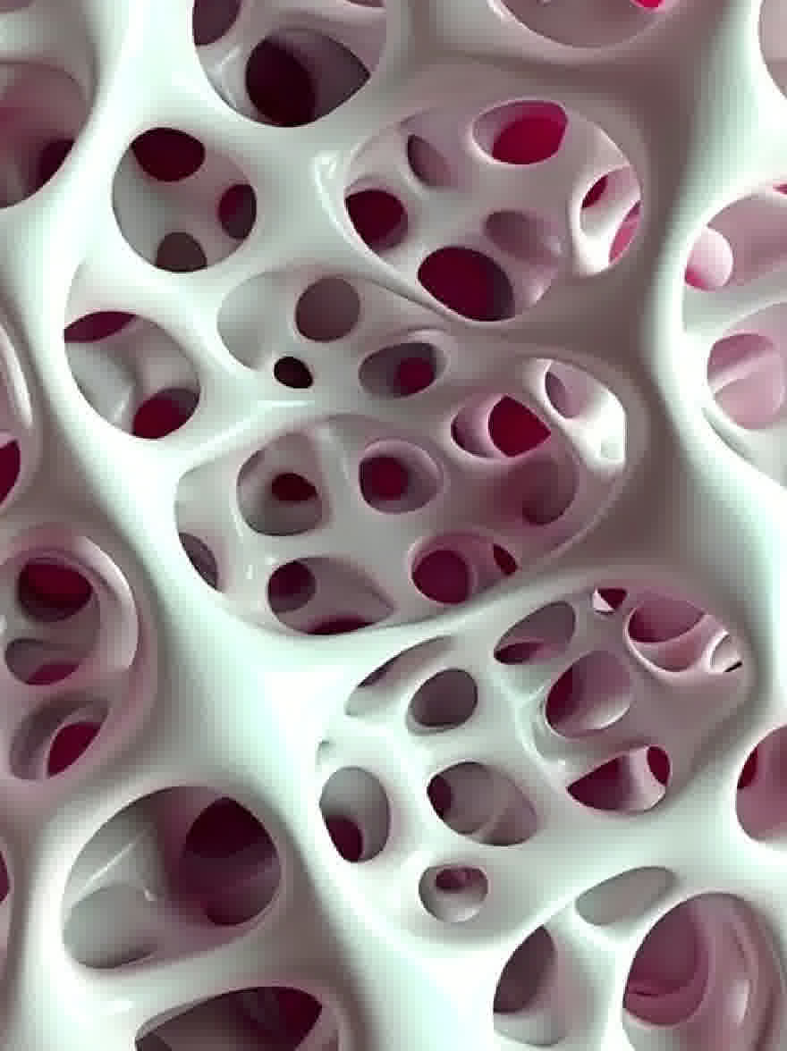 Русский промпт: Крупным планом белой поверхности с решеткой, похожей на структуру, состоящую из множественных, нерегулярно формированных отверстий. Отверстия равномерно распределены и различаются по размеру и цвету, а некоторые темнее других. Текстура поверхности гладкая и глянцевая, с тонким блеском. Фон размыт, что позволяет фокусировке оставаться на структуре решетки. Общий эффект - это глубина и размерность. | Original prompt: A close-up of a white surface with a lattice-like structure composed of multiple, irregularly shaped holes. The holes are evenly spaced and vary in size and color, with some being darker than others. The texture of the surface is smooth and glossy, with a subtle sheen. The background is blurred, allowing the focus to remain on the lattice structure. The overall effect is one of depth and dimensionality.