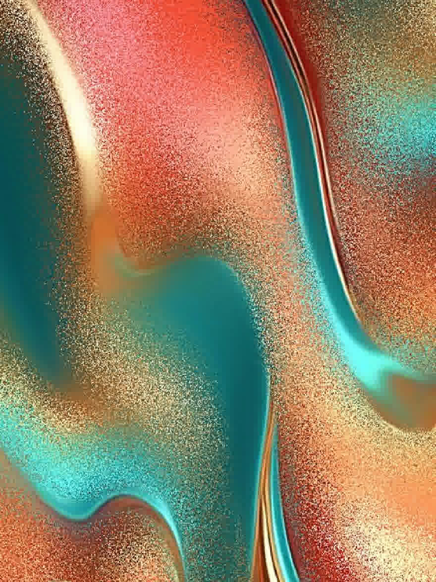 Русский промпт: Крупным планом гладкой, глянцевой поверхности с градиентом цветов с сочетанием бирюзовых, медных и золотых оттенков. Цвета легко сочетаются вместе, создавая завораживающий эффект. Текстура поверхности гладкая и плавная, с волнистыми линиями, которые создают ощущение глубины и измерения. Общий эффект - это тепло и вибрация, с цветами, смешивающимися вместе, чтобы создать красивую и динамическую композицию. | Original prompt: A close-up of a smooth, glossy surface with a gradient of colors, featuring a mix of turquoise, copper, and gold hues. The colors blend seamlessly together, creating a mesmerizing effect. The texture of the surface is smooth and fluid, with wavy lines that create a sense of depth and dimension. The overall effect is one of warmth and vibrancy, with the colors blending together to create a beautiful and dynamic composition.