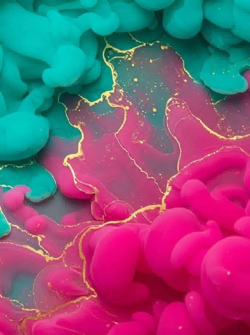 Русский промпт: Крупным планом яркой, абстрактной картины со смесью бирюзовых и розовых оттенков. Цвета легко сочетаются вместе, создавая плавную и динамическую композицию. Текстура краски грубая и неровная, с некоторыми областями, которые выглядят более плавными, а другие - более плавными. Картина обладает мечтательным, эфирным качеством, с акцентом на контраст между двумя цветами. Общий эффект - это глубина и размерность: цвета смешиваются вместе, чтобы создать ощущение движения и энергии. | Original prompt: A close-up of a vibrant, abstract painting with a mix of turquoise and pink hues. The colors blend together seamlessly, creating a fluid and dynamic composition. The texture of the paint is rough and uneven, with some areas appearing smoother and others more fluid. The painting has a dreamy, ethereal quality, with a focus on the contrast between the two colors. The overall effect is one of depth and dimensionality, with the colors blending together to create a sense of movement and energy.