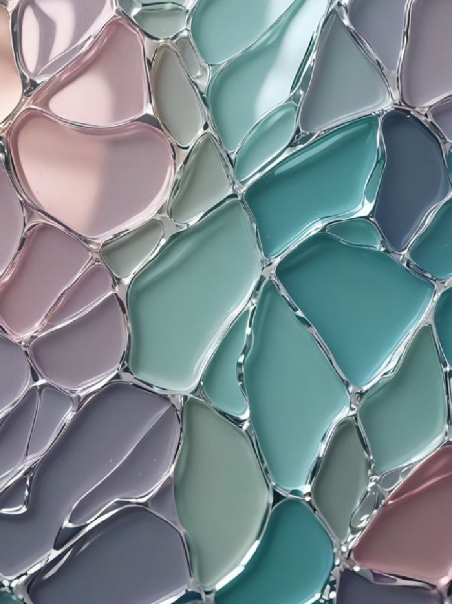 Русский промпт: A close-up of a glass tile wall with a textured, wavy pattern. The tiles are of varying shades of teal, ranging from light to dark, creating a gradient effect. The texture of the tiles is rough and uneven, with some overlapping each other. The background is blurred, allowing the tiles to stand out. The lighting is soft and natural, casting gentle shadows on the tiles. The overall effect is one of serenity and tranquility. | Original prompt: A close-up of a glass tile wall with a textured, wavy pattern. The tiles are of varying shades of teal, ranging from light to dark, creating a gradient effect. The texture of the tiles is rough and uneven, with some overlapping each other. The background is blurred, allowing the tiles to stand out. The lighting is soft and natural, casting gentle shadows on the tiles. The overall effect is one of serenity and tranquility.