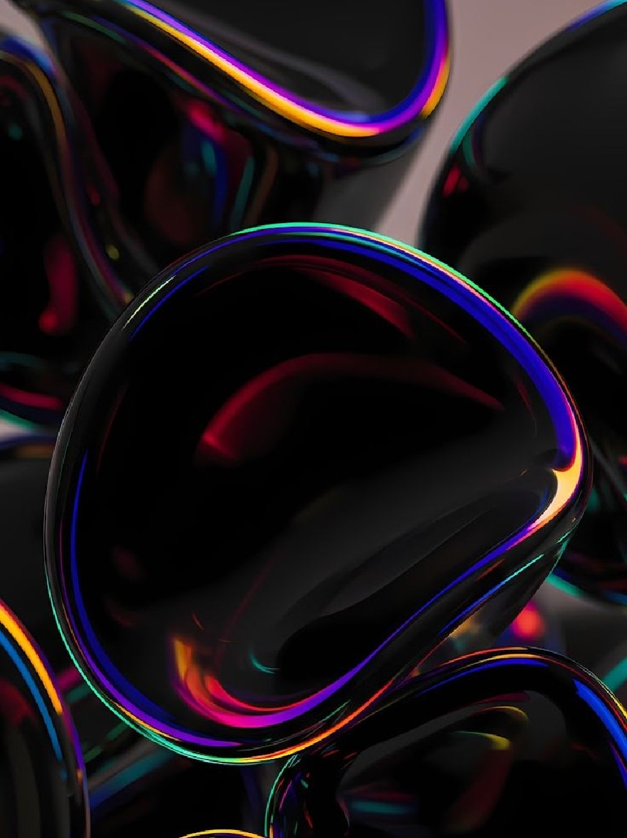 Русский промпт: A close-up of a group of abstract, glossy, curved shapes with a variety of colors, including blue, green, red, and purple. The shapes are arranged in a chaotic manner, with some overlapping each other. The background is a gradient of dark grey to light grey, creating a stark contrast with the vibrant colors of the shapes. The image has a modern, futuristic feel with a high-quality, abstract design. The lighting is soft and even, highlighting the curves and creating a sense of depth and dimensionality. The overall effect is one of fluidity and complexity. | Original prompt: A close-up of a group of abstract, glossy, curved shapes with a variety of colors, including blue, green, red, and purple. The shapes are arranged in a chaotic manner, with some overlapping each other. The background is a gradient of dark grey to light grey, creating a stark contrast with the vibrant colors of the shapes. The image has a modern, futuristic feel with a high-quality, abstract design. The lighting is soft and even, highlighting the curves and creating a sense of depth and dimensionality. The overall effect is one of fluidity and complexity.