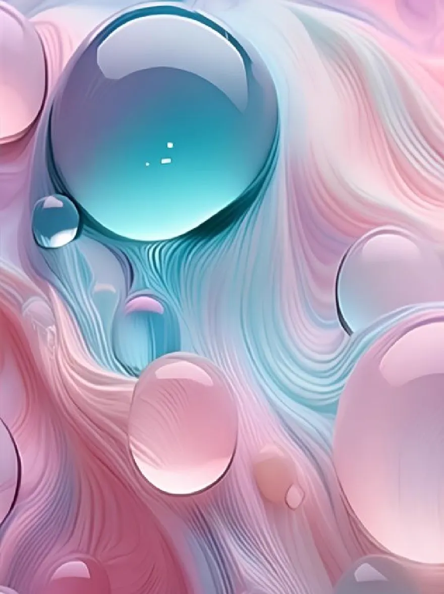 Русский промпт: A digital illustration of a smooth, fluid surface composed of different shades of pink and blue, with a large, round, translucent sphere in the center. The sphere is surrounded by smaller, translucent spheres of varying sizes and shapes, creating a mesmerizing effect. The background is a gradient of light pink to pale blue, transitioning from light blue to pink. The texture of the surface is smooth and fluid, with wavy lines and curves that create a sense of depth and dimensionality. The overall effect is one of serenity and tranquility. The image has a dreamy, ethereal quality with a soft, dreamy aesthetic. | Original prompt: A digital illustration of a smooth, fluid surface composed of different shades of pink and blue, with a large, round, translucent sphere in the center. The sphere is surrounded by smaller, translucent spheres of varying sizes and shapes, creating a mesmerizing effect. The background is a gradient of light pink to pale blue, transitioning from light blue to pink. The texture of the surface is smooth and fluid, with wavy lines and curves that create a sense of depth and dimensionality. The overall effect is one of serenity and tranquility. The image has a dreamy, ethereal quality with a soft, dreamy aesthetic.
