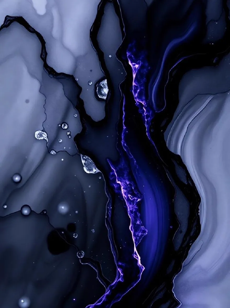 Русский промпт: A close-up of an abstract, fluid painting with a combination of black, white, and purple colors. The painting is composed of thin, wavy lines that create a mesmerizing pattern. The colors blend together to create a fluid and dynamic composition. The background is a gradient of light blue to dark grey, with some areas darker and more subtle. The lines intersect at various points, creating a sense of depth and dimensionality. The overall effect is one of fluidity and movement, with the colors blending together seamlessly into the background. The image has a high-resolution, high-definition quality, making it suitable for use as an iPhone wallpaper. | Original prompt: A close-up of an abstract, fluid painting with a combination of black, white, and purple colors. The painting is composed of thin, wavy lines that create a mesmerizing pattern. The colors blend together to create a fluid and dynamic composition. The background is a gradient of light blue to dark grey, with some areas darker and more subtle. The lines intersect at various points, creating a sense of depth and dimensionality. The overall effect is one of fluidity and movement, with the colors blending together seamlessly into the background. The image has a high-resolution, high-definition quality, making it suitable for use as an iPhone wallpaper.