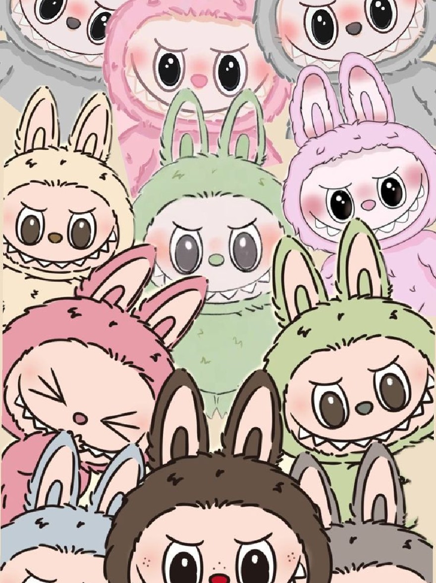 Русский промпт: A large group of cute, chibi-style cartoon monsters with different colors and expressions, arranged in a grid-like pattern. Each monster has a unique design, ranging from small, round eyes to large, expressive mouths with sharp teeth. They are all wearing furry hoodies with bunny ears, and some have furry hats. The background is a simple, pastel beige color. The overall style is playful and whimsical, with a focus on the characters' expressions and personalities. | Original prompt: A large group of cute, chibi-style cartoon monsters with different colors and expressions, arranged in a grid-like pattern. Each monster has a unique design, ranging from small, round eyes to large, expressive mouths with sharp teeth. They are all wearing furry hoodies with bunny ears, and some have furry hats. The background is a simple, pastel beige color. The overall style is playful and whimsical, with a focus on the characters' expressions and personalities.