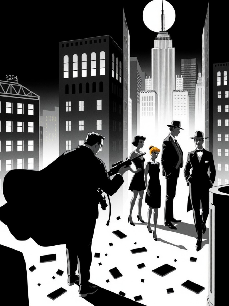 Русский промпт: Крупнейший каталлог промптов для нейросетей MidJourney, Stable Duffusion, Flux, Imagen, Sora и др... | Original prompt: war in city by Max Fleischer