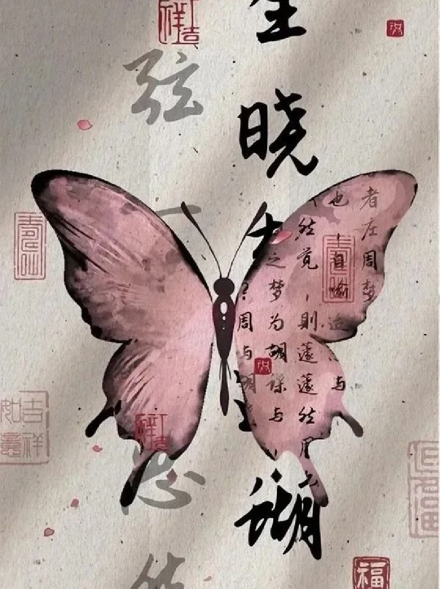Русский промпт: A beautiful Chinese calligraphy painting of a pink butterfly with Chinese characters written on it, set against a beige background. The butterfly has a delicate, almost ethereal appearance, with intricate details and a soft, muted color palette. The characters are written in a traditional Chinese script, with each character having its own unique meaning. The style is reminiscent of traditional Chinese calligraphic art, with bold lines and vibrant colors that bring out the delicate beauty of the butterfly. The overall effect is one of serenity and beauty. | Original prompt: A beautiful Chinese calligraphy painting of a pink butterfly with Chinese characters written on it, set against a beige background. The butterfly has a delicate, almost ethereal appearance, with intricate details and a soft, muted color palette. The characters are written in a traditional Chinese script, with each character having its own unique meaning. The style is reminiscent of traditional Chinese calligraphic art, with bold lines and vibrant colors that bring out the delicate beauty of the butterfly. The overall effect is one of serenity and beauty.